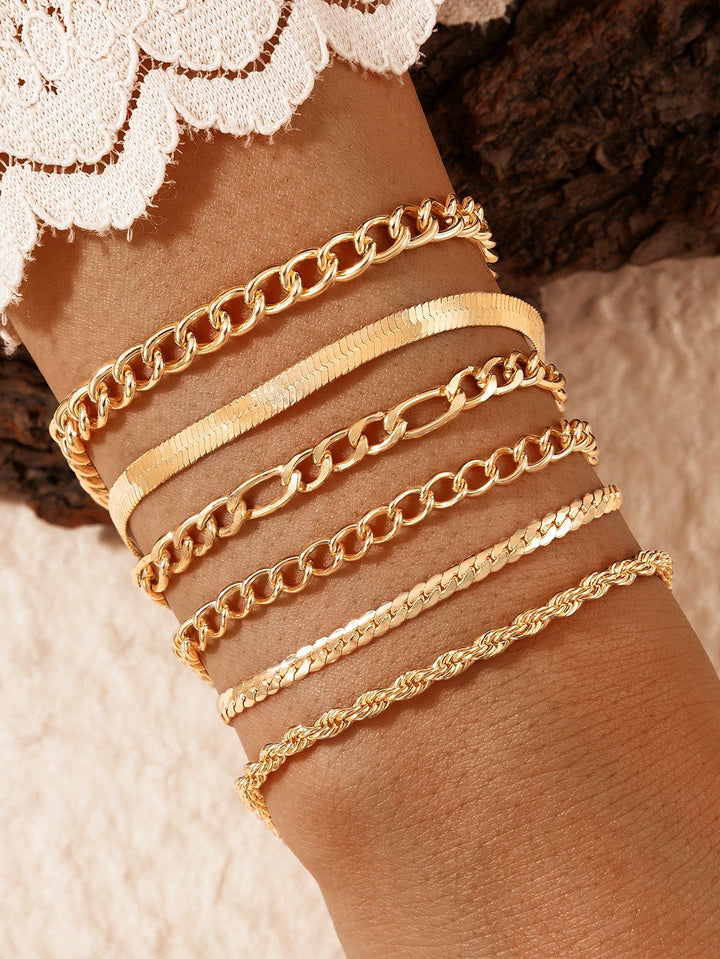 Shein- 6pcs Metal Chain Bracelet