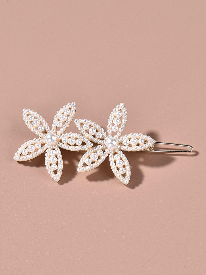 Shein- Faux Pearl Flower Decor Hair Clip