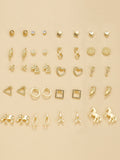 Shein- 20pairs Geo & Heart Decor Earrings Set
