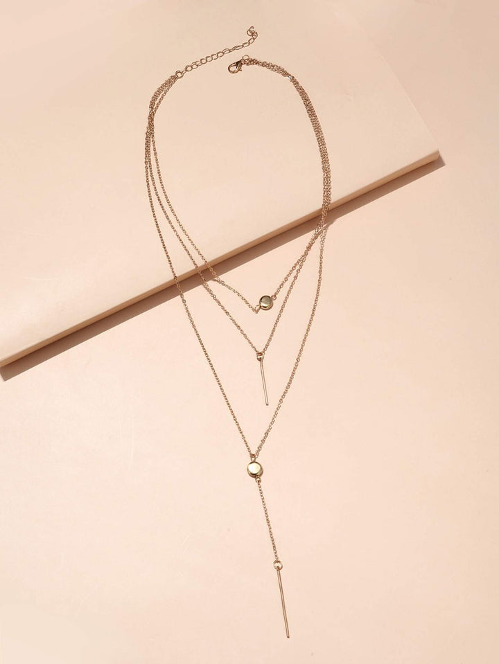 Shein- Geometric Charm Layered Y Lariat Necklace