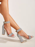 Shein- Buckle Decor Glitter Strappy Sandals