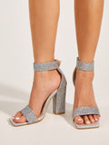 Shein- Buckle Decor Glitter Strappy Sandals