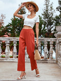 Shein- Solid Button Detail Straight Leg Pants