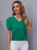 Shein- Puff Sleeve Solid Top