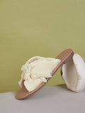 Shein- Cuccoo - Fringe Trim Slide Sandals