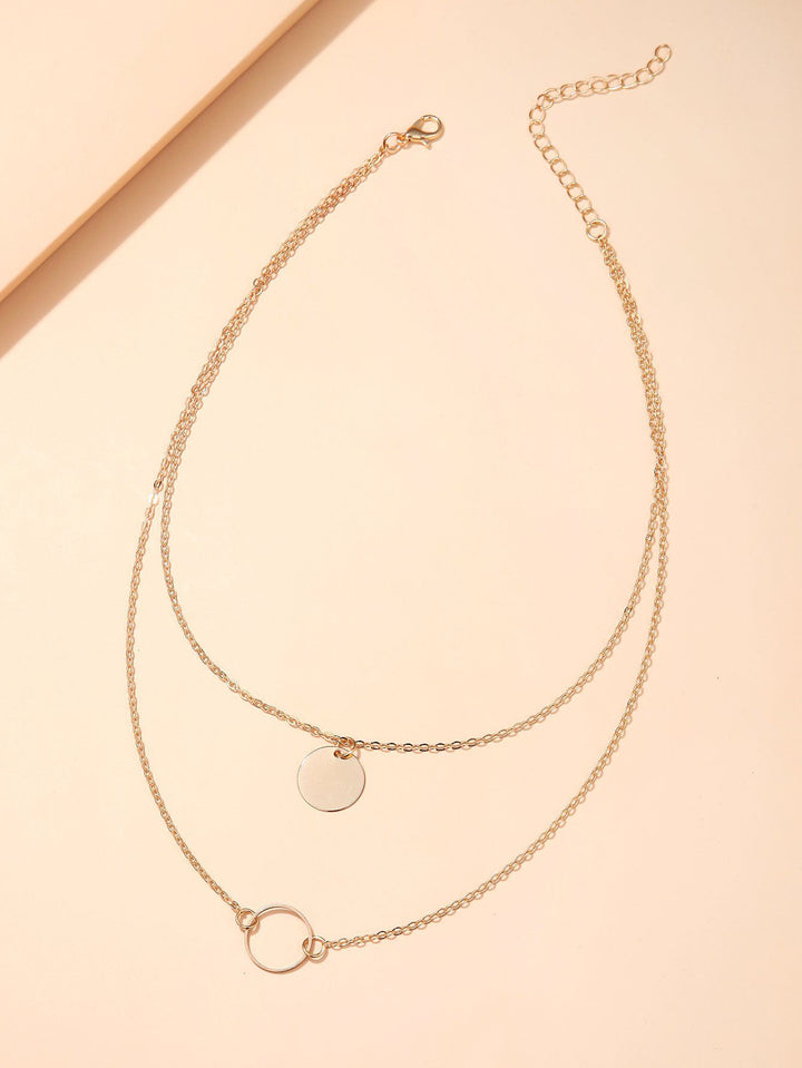 Shein- Disc Pendant Layered Necklace