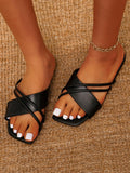 Shein- Minimalist Cross Strap Slide Sandals