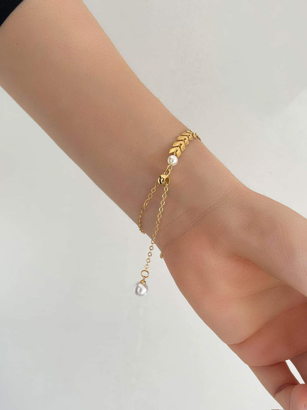 Shein- Faux Pearl Detail Bracelet