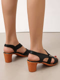 Shein- Minimalist Cut Out Chunky Slingback Sandals