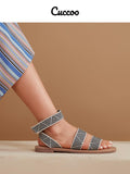 Shein- Cuccoo Striped Velcro Strap Sandals