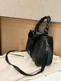 Shein- Black Shoulder Bag With Bow Embellished Plaited Handle