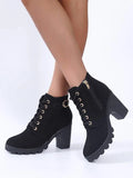 Shein- Buckle Decor Lace-up Front Chunky Boots