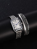 Shein- 1pc Quartz Watch & 3pcs Bracelet
