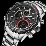 NAVIFORCE- Dual Time Edition NF-9182-2 Silver And Black