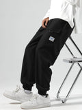 Shein-Men Letter Patched Cargo Pants