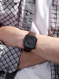 Shein- Men Square Pointer Quartz Watch- Black