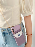 Shein- 1pc Chain Detail Wallet iPhone Case