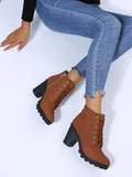 Shein- Buckle Decor Chunky Heeled Boots
