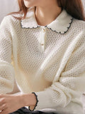 SHEIN . Dazy-Less Contrast Striped Polo Neck Sweater