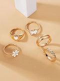 Shein - 5pcs Flower Decor Ring