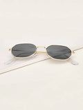 Shein- Metal Frame Flat Lens Fashion Glasses With Case