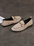Shein- Suede flat loafers with metallic decoration