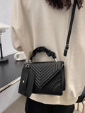 Shein - Square chevron flap bag with small pocket