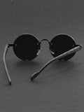 Shein- Black Round Frame Sunglasses For Men