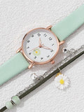 Shein One piece flower detailing quartz watch with a round pointer dial and one piece bracelet