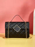 Shein - Geometric Embossed Quilted Chain Flap Square Bag
