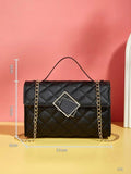 Shein Geometric Embossed Quilted Chain Flap Square Bag