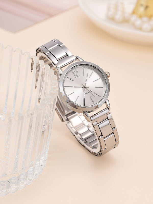 Shein - Minimalist Round Pointer Quartz Watch