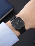 Shein - Men Square Pointer Quartz Watch