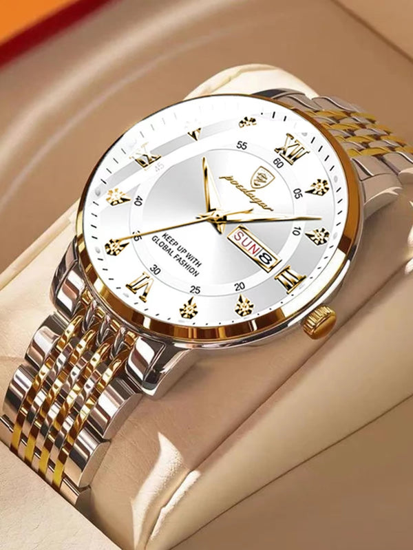 Shein - Men Round Pointer Calendar Quartz Watch