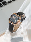 Shein - 2pcs Classic Simple Small Square Quartz Watch And 2pcs Bracelet Suitable For Daily Wear