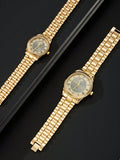 Shein - Couple Starry Dial Elegant Stainless Steel Bracelet Watch Set, Gift For Couples