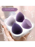 Shein - 4pcs Beauty Sponge Set And Storage Box, Makeup Puff For Wet & Dry Use, Cosmetics Tool