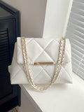 Shein - Quilted Pattern Flap Square Bag Metal Decor Chain