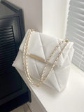 Shein - Quilted Pattern Flap Square Bag Metal Decor Chain