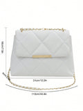 Shein - Quilted Pattern Flap Square Bag Metal Decor Chain