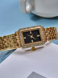 Shein - 1pc Ladies' Stainless Steel Strap Trendy Quartz Watch With Rhinestone Decor