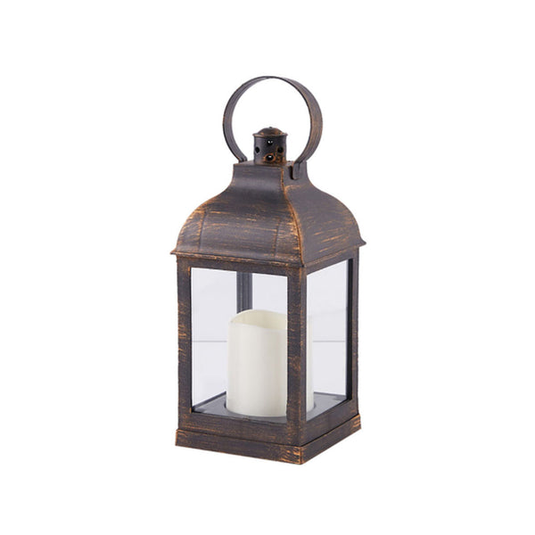 Homebox- Plastic Lantern With Led Candle Black 10.5x10.5x22centimeter