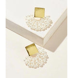 Shein- Set of stud earrings with artificial pearl, flexible and square decoration