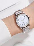 Shein - 2pcs Alloy Analog Digital Quartz Watch Set For Couple, Valentine's Day Gift