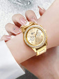 Shein - 1pc Rhinestone Decor Quartz Watch & 4pcs Bracelet