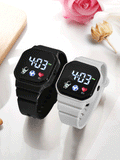 Shein - 2pcs Lithium Battery Powered Electronic Watches With Astronaut, Football, Heart, Square Design