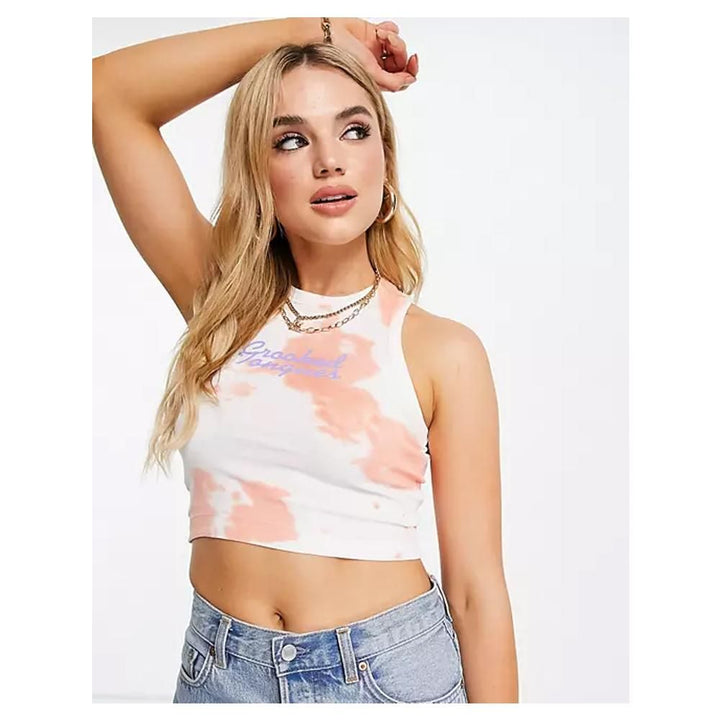 Asos- Crooked Tongues Racer Vest With Coral Tie Dye With Logo