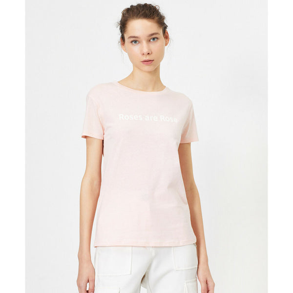 Koton- Letter Printed T-Shirt - Rose