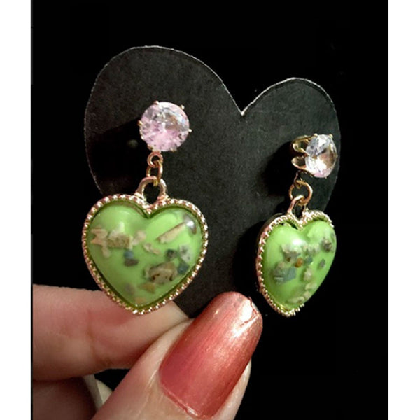 Beri- Heart Stone Ear Wear - Green