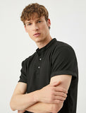 Koton- Polo Neck T-Shirt Short Sleeve - Black